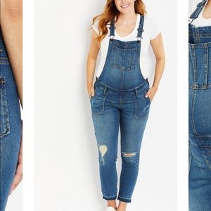 Indigo Blue Distressed Overalls